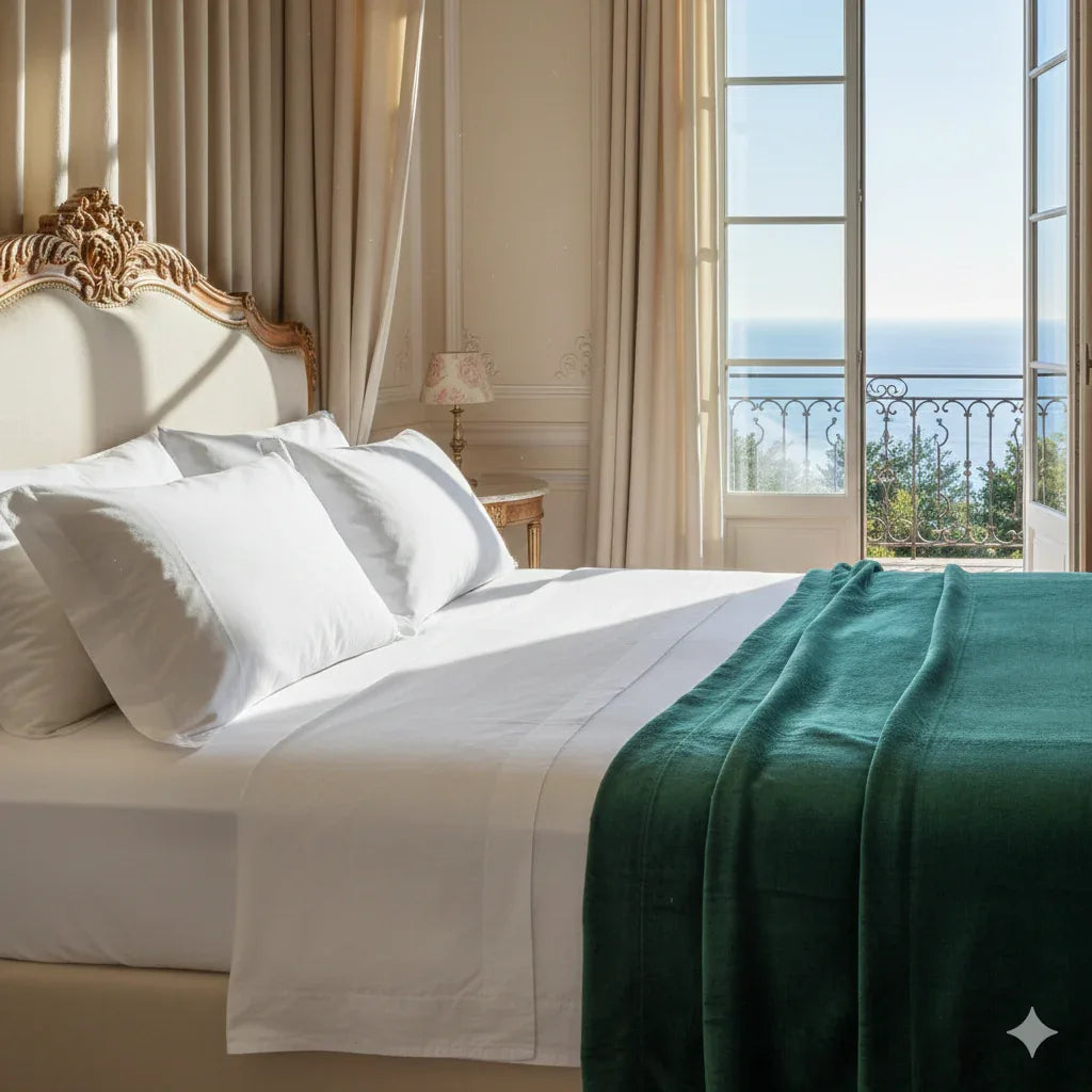 Emerald green velvet throw